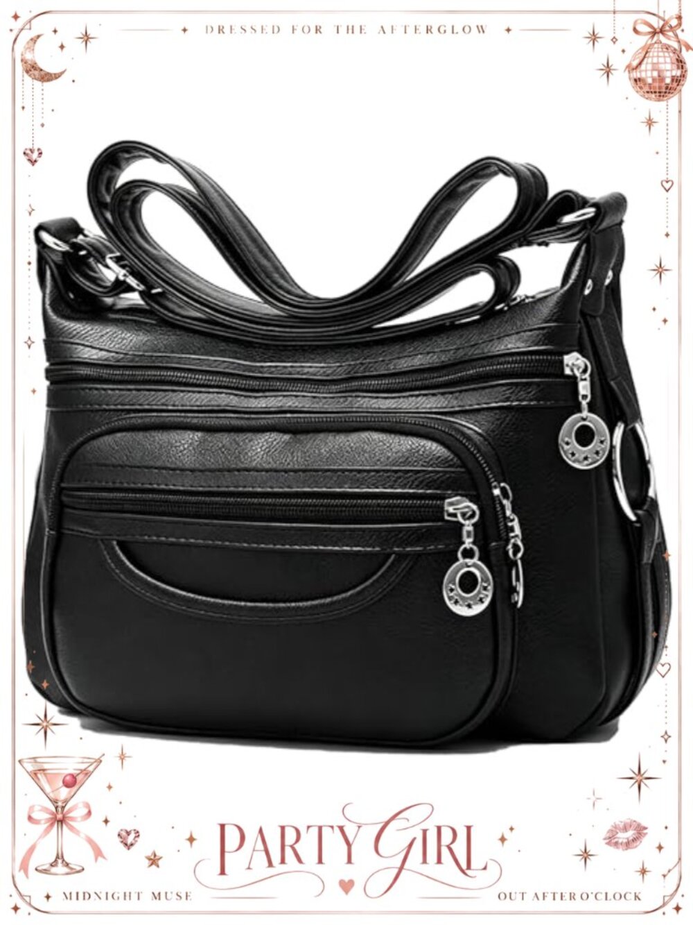 PU Leather Crossbody Purse Multi Pocket Waterproof Shoulder Bag